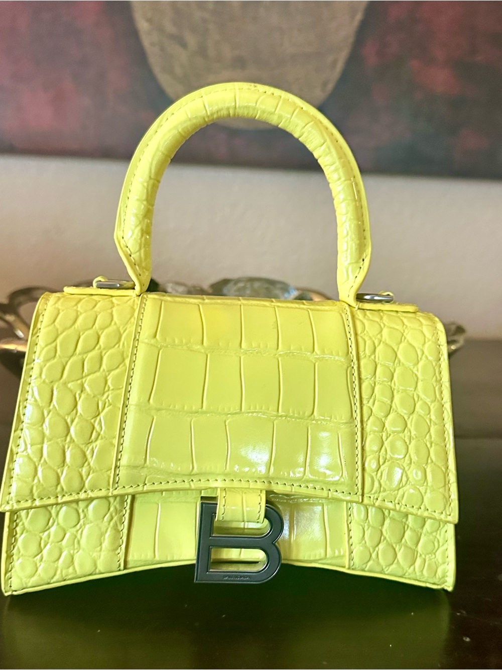 Hourglass Top Handle Mini Bag in Yellow